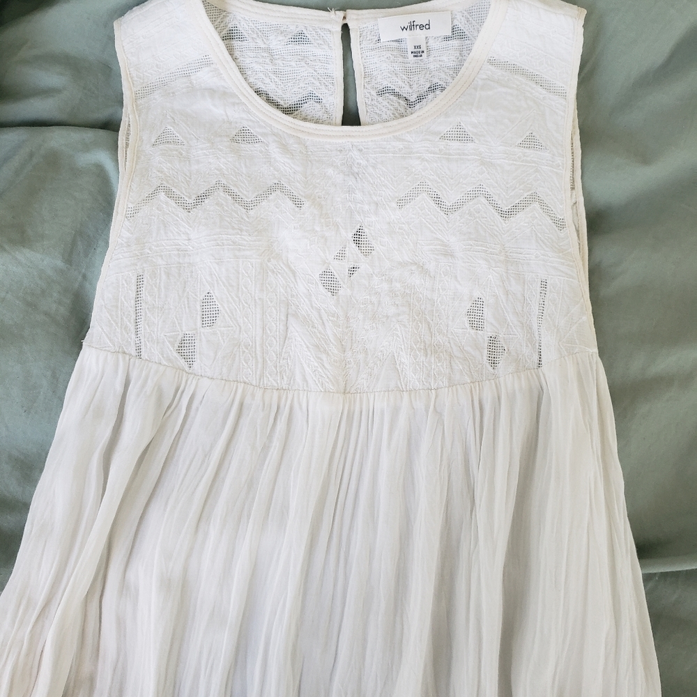 Wilfred embroidered top gauzy sleeveless blouse